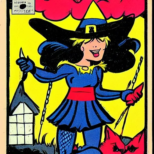 Image similar to a 1 9 8 0 s comic book painting of a witch