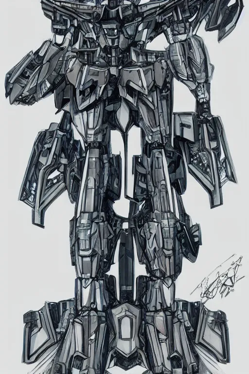 Image similar to very symmetrical!! full body illustrations of mecha, pen and ink, moderately detailed, concept art, armored core aesthetic, artstation, deviantart, pinterest