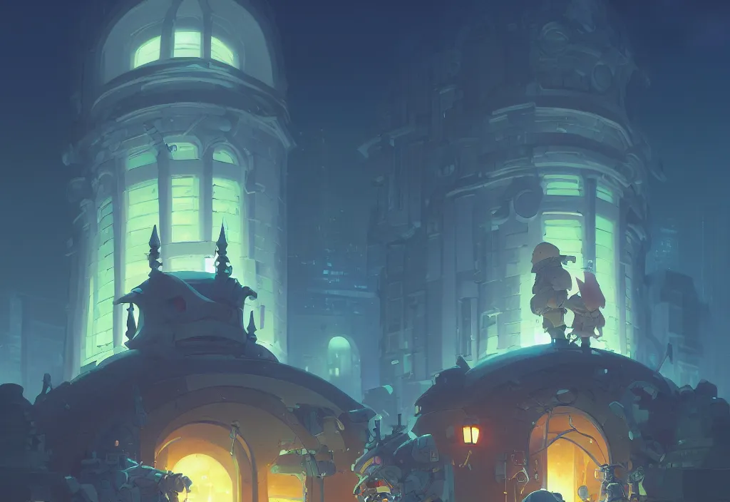 Image similar to a chubby futuristic tombstone at night in a graveyard, intricate oil painting, high detail illustration, sharp high detail, manga and anime 1 9 9 9, official fanart behance hd artstation by jesper ejsing and makoto shinkai, 4 k,