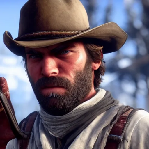 Prompt: Film still of Pewdiepie, from Red Dead Redemption 2 (2018 video game)