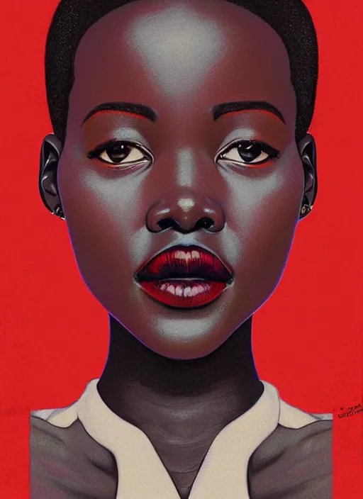 Image similar to twin peaks movie poster art, portrait of lupita nyong'o, from scene from twin peaks, clean, simple illustration, nostalgic, domestic, highly detailed, digital painting, artstation, concept art, smooth, sharp focus, illustration, artgerm, donato giancola, joseph christian leyendecker, wlop