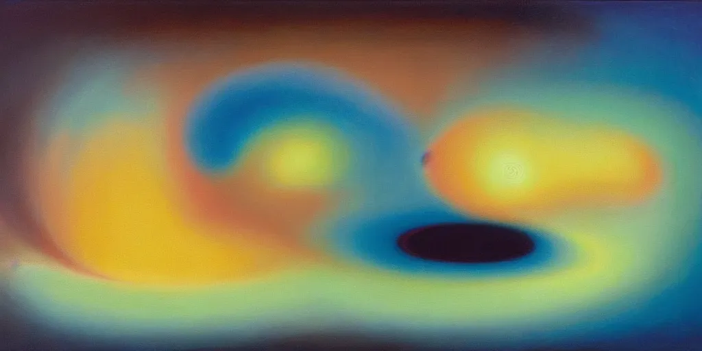 Image similar to the inner structure of quantum reality waves. Oil on canvas. Modern painting. Agnes Pelton. Zao Wou-ki. Dali.