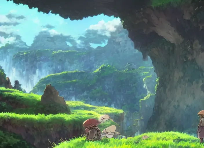 Prompt: a stunning landscape, made in abyss style