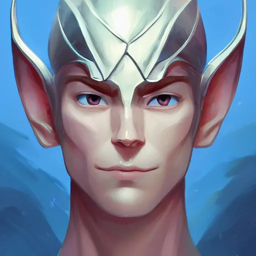 Image similar to face icon stylized minimalist, handsome snow elf with albino skin, ornate silver armour, androgynous cape, moonlight snow, loftis, cory behance hd by jesper ejsing, by rhads, makoto shinkai and lois van baarle, ilya kuvshinov, rossdraws global illumination