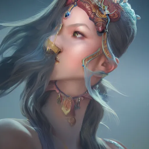 Image similar to fantasy young mountain queen, made by Stanley Artgerm Lau, WLOP, Rossdraws, ArtStation, CGSociety, concept art, cgsociety, octane render, trending on artstation, artstationHD, artstationHQ, unreal engine, 4k, 8k,