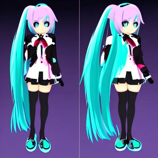 Image similar to Hatsune Miku in RWBY style