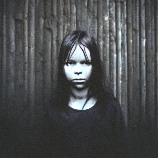 Prompt: Photograph of the creepy girl from Ringu, dark, no lights, moist, taken using a film camera with 35mm expired film, bright camera flash enabled, award winning photograph, creepy, liminal space