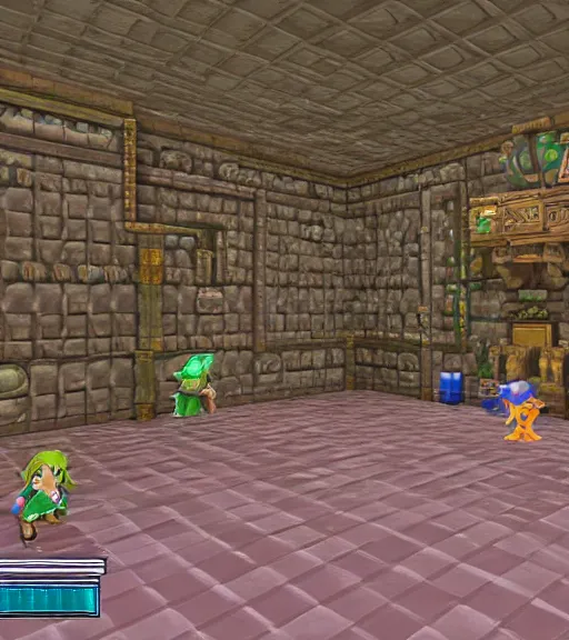 Image similar to the main room in a 3d Zelda dungeon