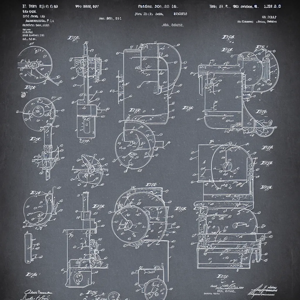 Image similar to detailed patent poster for a functional time machine.