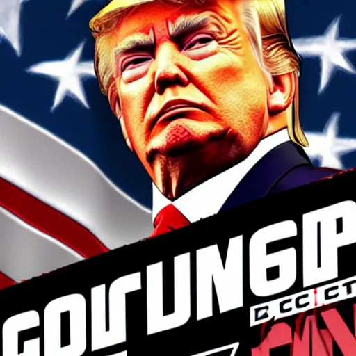 Image similar to donald trump, gta v, cover art by stephen bliss, boxart, loading screen