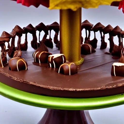 Prompt: a merry - go - round made of chocolate and fudge