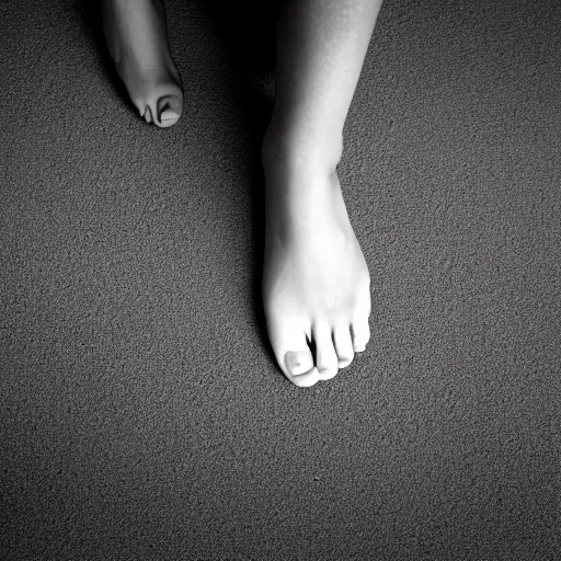 Image similar to a silhouette of a woman's foot soles, seen from the top, black and white hard light