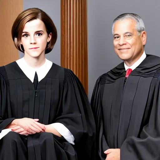 Prompt: us supreme court chief justice emma watson, official government photo, photo by cameldeath