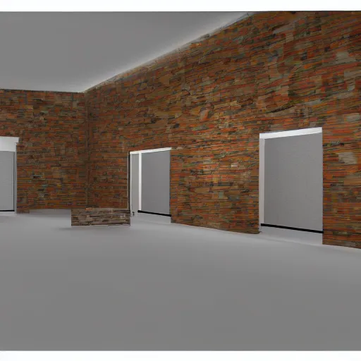 Image similar to 3 d render of the backrooms