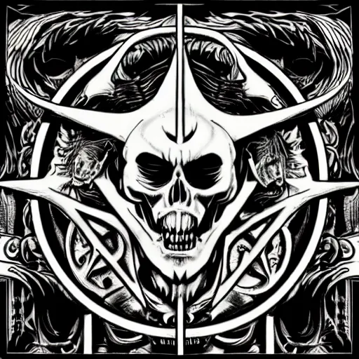 Prompt: diabolus in musica, duality, two frames!!! layout, album cover art in a style of motorhead