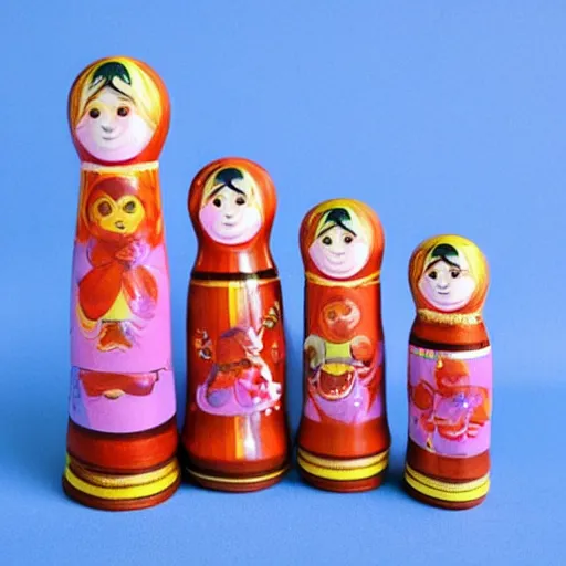 Image similar to Russian stacking dolls but they get progressively uglier