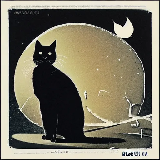 Prompt: album cover for an album called'the black cat ', 1 9 9 0