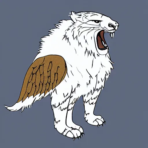 Image similar to avatar of a snow leopard crow griffin, flat color