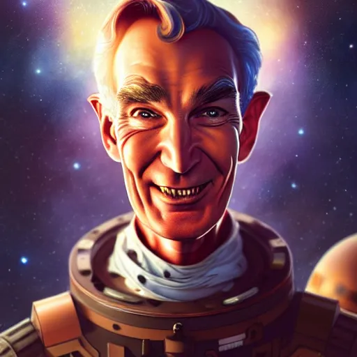 Prompt: an antique lithograph of space pirate bill nye, by stanley artgerm lau, wlop, rossdraws, james jean, andrei riabovitchev, marc simonetti, and sakimichan, tranding on artstation