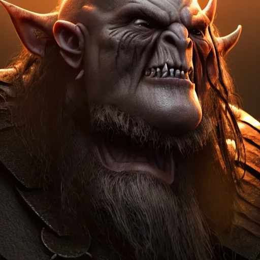 Image similar to full shot orc character, lord of the rings, final fantasy, warcraft, diablo, dark fantasy, moody, highly detailed, centered, artstation, smooth, sharp focus, octane render, maya render