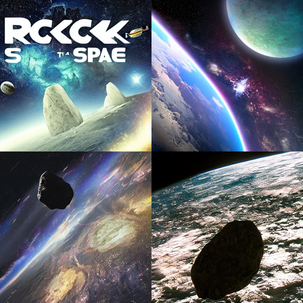Prompt: rock, in space