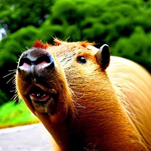 Prompt: Capybara riding in a tank