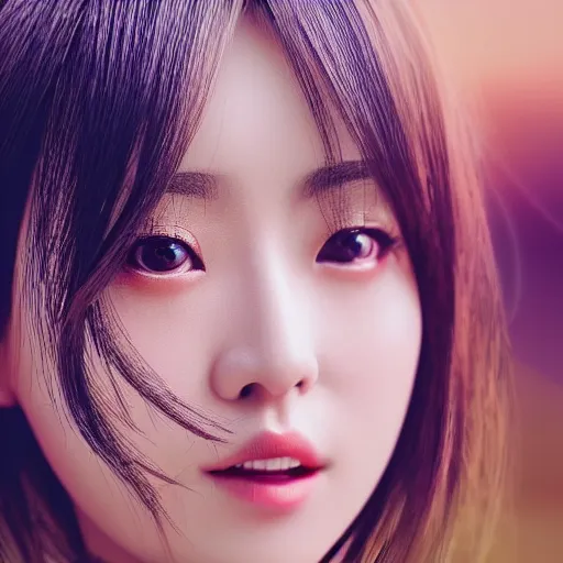 Image similar to a dynamic, epic cinematic 8K HD movie shot of close-up japanese beautiful cute young J-Pop idol AV actress girl face. Motion, VFX, Inspirational arthouse, at Behance, with Instagram filters