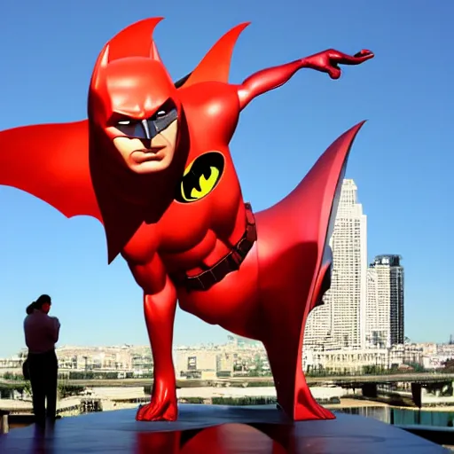 Prompt: an sculpture by Jeff Koons about Batman