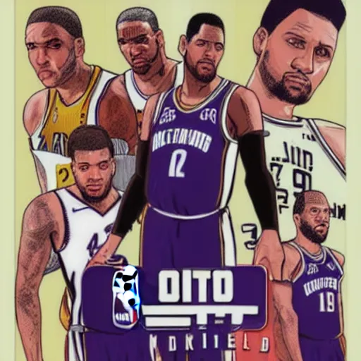 Image similar to nba gta cover, digital art