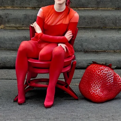 Prompt: emma watson as a strawberry chair