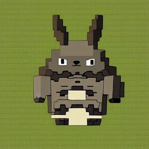 Image similar to totoro as a player in minecraft