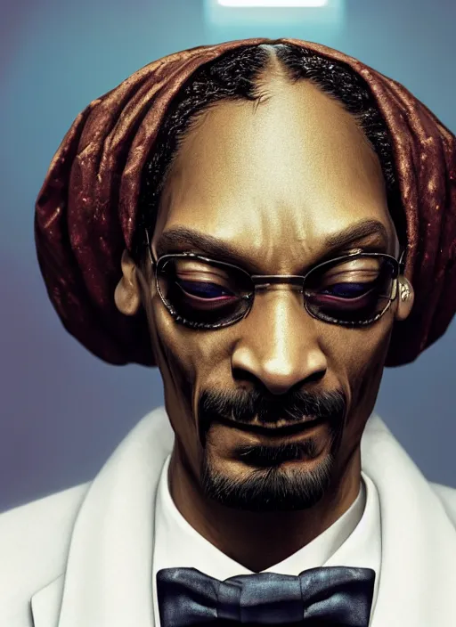 Image similar to snoop dogg is the joker, hyper detailed, digital art, trending in artstation, cinematic lighting, studio quality, smooth render, unreal engine 5 rendered, octane rendered, art style by klimt and nixeu and ian sprigger and wlop and krenz cushart.