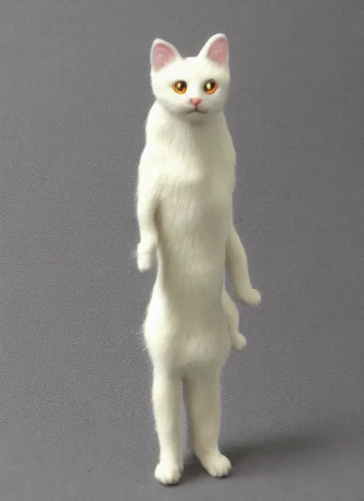 Prompt: Images on the store website, eBay, Full body, Miniature of a cat worrior standing upright.