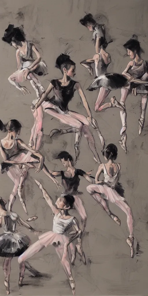 Image similar to oil painting scene from ballet school by kim jung gi