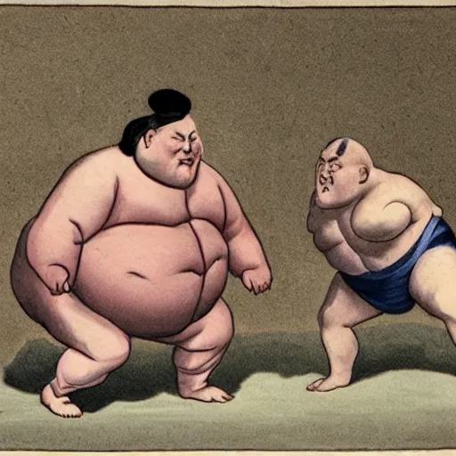 Prompt: benjamin franklin sumo wrestler