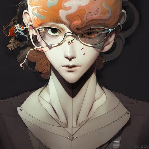 Image similar to prompt : stealthy character portrait soft light painted by james jean and katsuhiro otomo and erik jones, inspired by evangeleon anime, smooth face feature, intricate oil painting, high detail illustration, sharp high detail, manga and anime 1 9 9 9