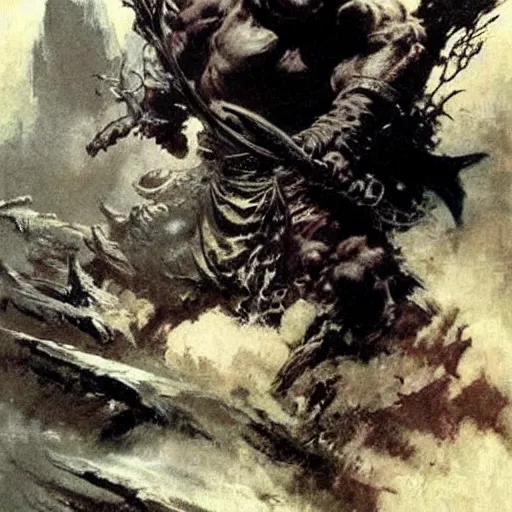 Image similar to Frank Frazetta art,epic fantasy,extremely detailed!!!!!!!!!!!