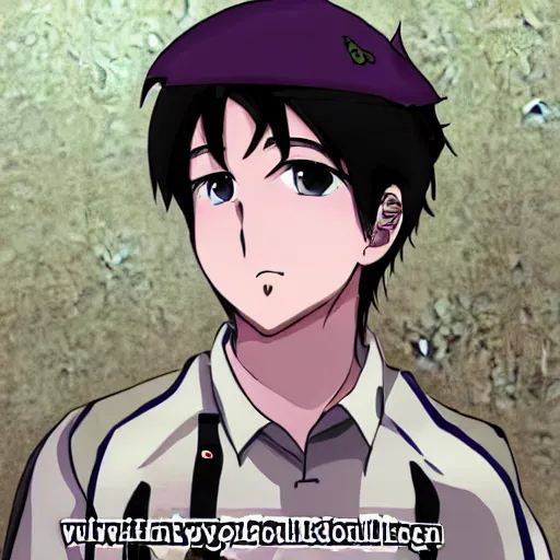 Prompt: Nick Mullen as a cute anime boy