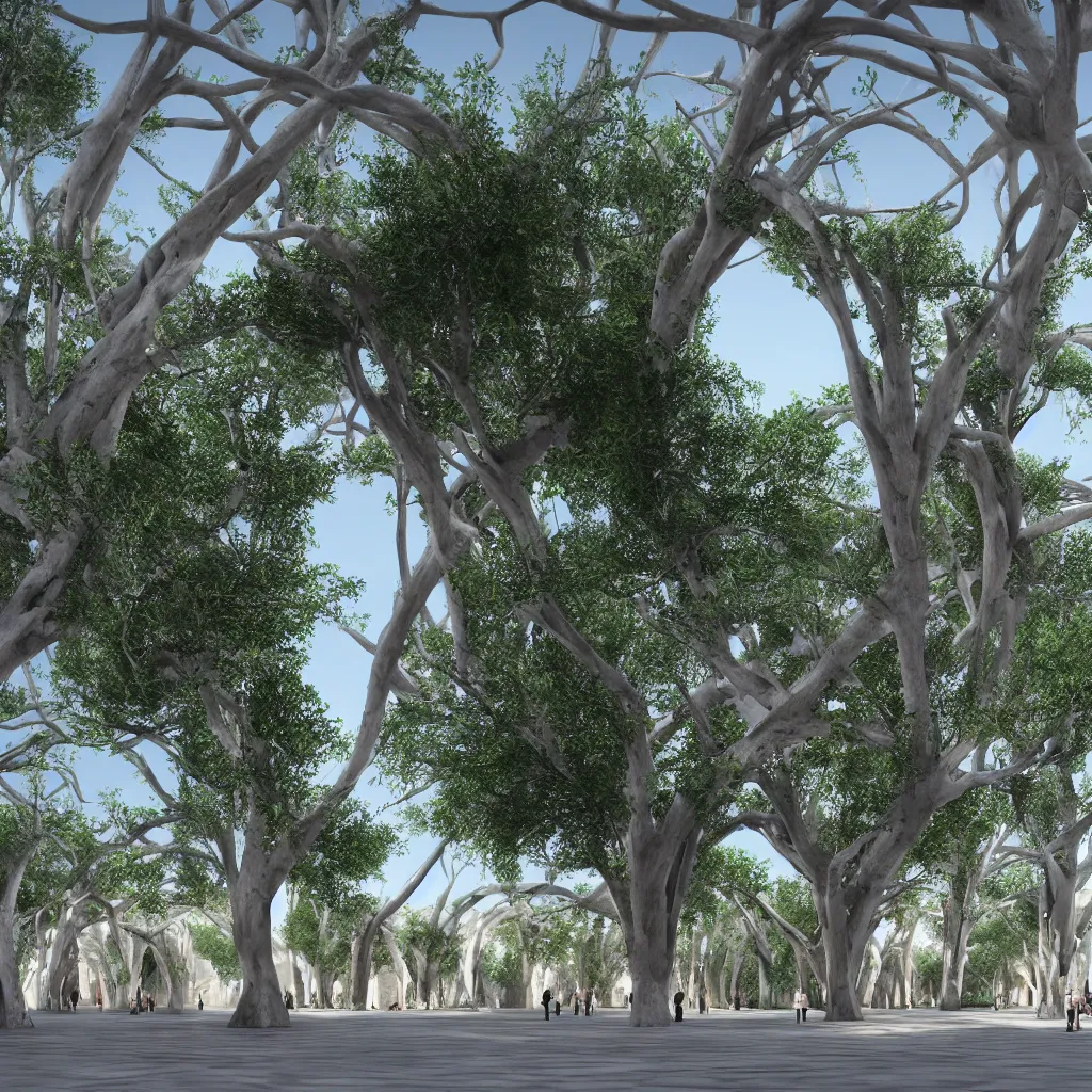 Prompt: Hyper realistic. The large museum space with the big Islamic arch made of roots of trees . Cinematography, mega scans,sloped site, cinematic, hyper realistic,photorealistic, cinematic composition, highly detailed, vray, 8k render