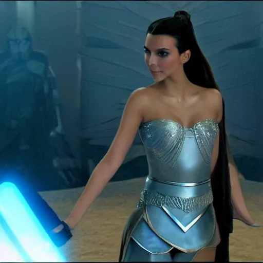 Image similar to victoria justice with kim kardashian body as princess padme in star wars episode 3, 8 k resolution, cinematic lighting, anatomically correct