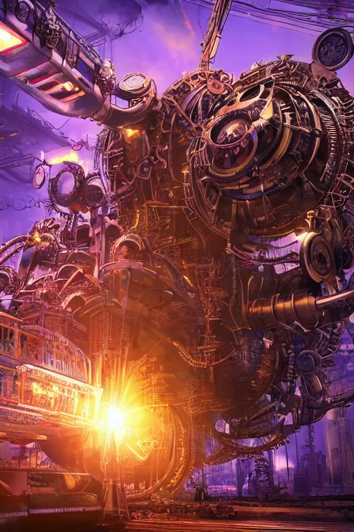 Prompt: a movie poster, invasion of the tripmachines, realistic digital art, 3 d render of a huge futuristic steampunk generator inside a steampunk machinery, 8 k, fluorescent colors, halluzinogenic, multicolored, exaggerated detailed, unreal engine