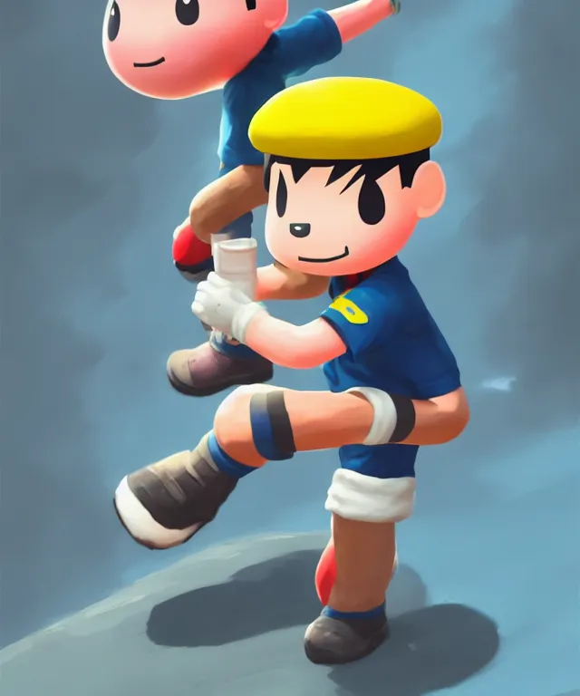 Prompt: ness from earthbound as an apex legends character, crisp 8 k line art, digital painting, artstation, unreal engine, octane render, concept art, matte, sharp focus, hyper realistic lighting, illustration