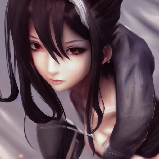 Image similar to head and shoudlers of tifa lockhart by WLOP, rossdraws, Logan Cure, Mingchen Shen, BangkuART, sakimichan, yan gisuka, JeonSeok Lee, zeronis, Chengwei Pan on artstation