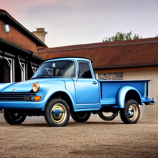 Prompt: a Porsche pickup truck