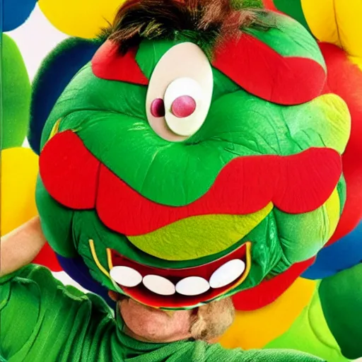 Prompt: Jim Carrey as the hungry hungry caterpillar