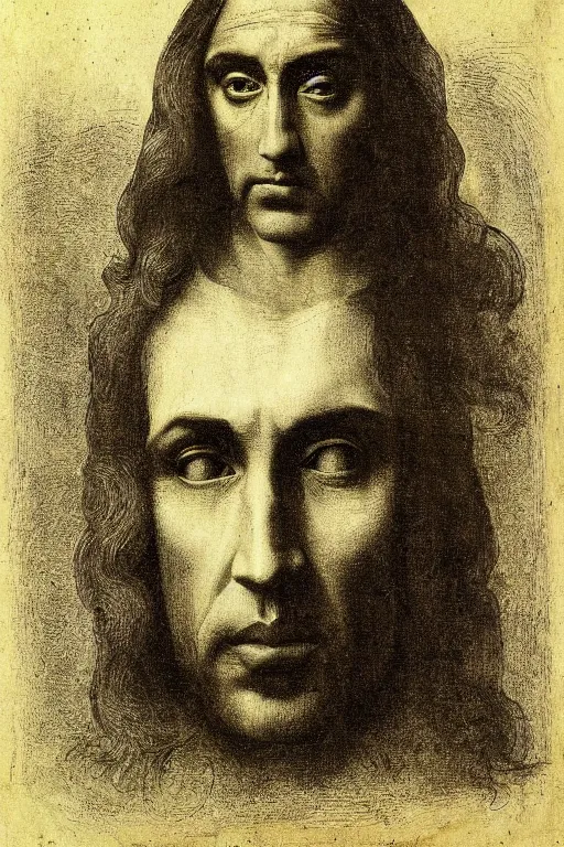 Prompt: Portrait of Nicholas Cage by Leonardo da Vinci