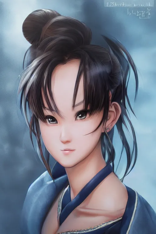 Image similar to beautiful portrait of Chun LI, pretty, semi realistic anime, hyper detailed, 8k, DeviantArt, Instagram, Behance, Artstation, trending on artstation, Pixiv, Pixiv daily ranking, art of silverfox, Yee Chong Silverfox, Sydney Hanson, Mickael Lelièvre, Jaeyeon Nam, derevschikova, Elina Karimova