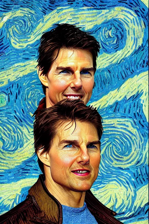 Prompt: Tom Cruise in the style of Van Gogh