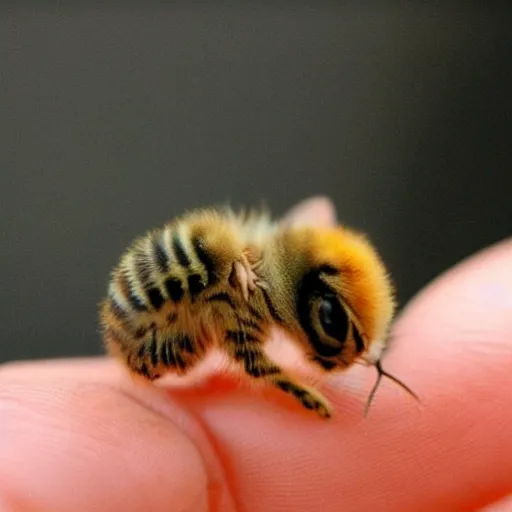 Prompt: photo of world ’ s smallest cat the size of a honeybee