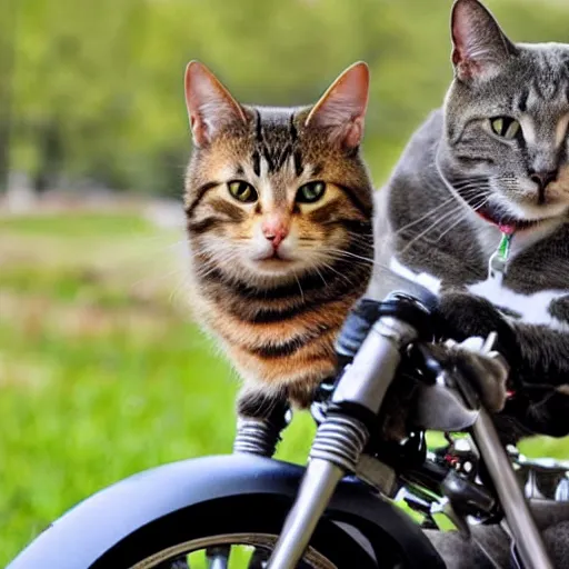 Image similar to A cat riding a motorcycle